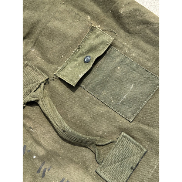 Vintage U.S. Military Olive Green Canvas Rucksack Duffle Bag w Strap 1962-1977