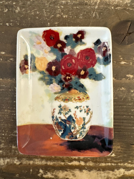 Stoneware Dish with Flowers