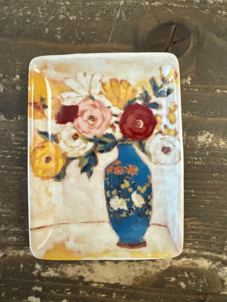 Stoneware Dish with Flowers