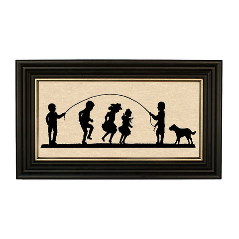 5" x 10" Jumping Rope Paper Cut Silhouette in Wood Frame