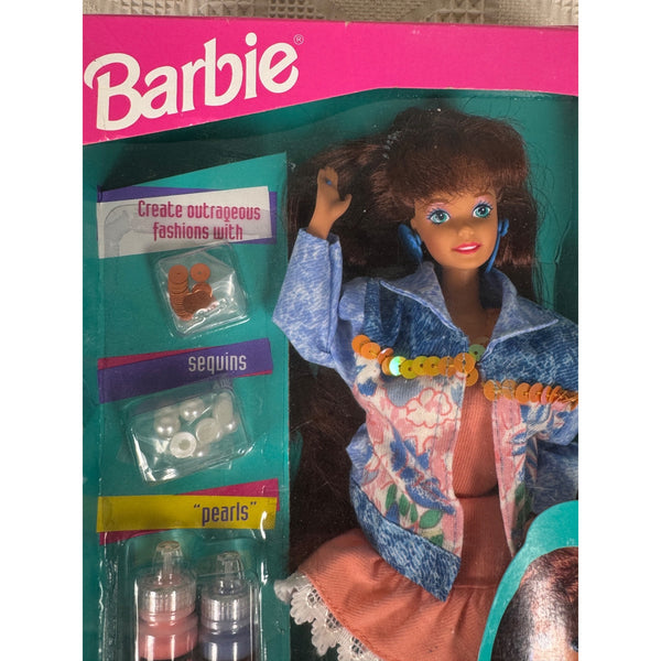 Barbie Paint N Dazzle Doll w Sequins Pearls Fabric Paints 1993 Mattel 11260 NIB