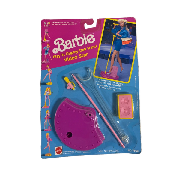 Barbie Play N Display Doll Stand Video Star 1991 Mattel 7560 NIB