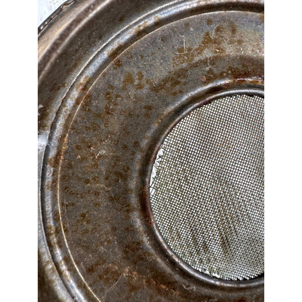Primitive Antique Metal Milk Strainer w Mesh Screen Rustic Dairy Farmhouse Decor