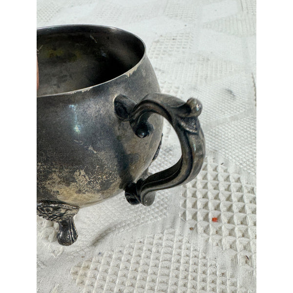 Leonard Silver Plated Vintage Sugar Bowl With Ornate Handles and Footed Design