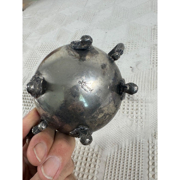 Leonard Silver Plated Vintage Sugar Bowl With Ornate Handles and Footed Design