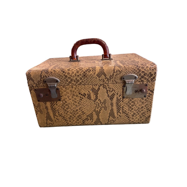 Vintage Faux Snakeskin Train Case