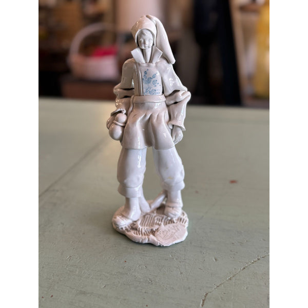 Vintage Fabio Mola Italian Boy Ceramic Figurine Handmade Italy 1988 White Blue