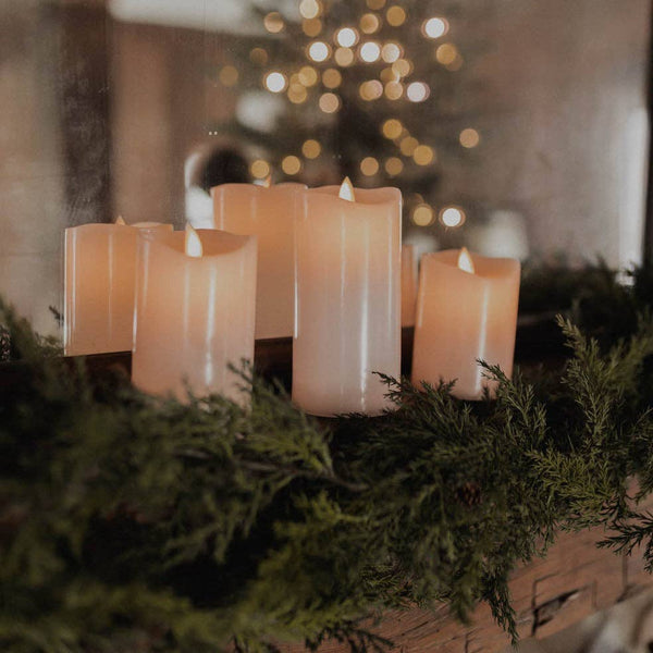 Flameless Pillar Candles Set