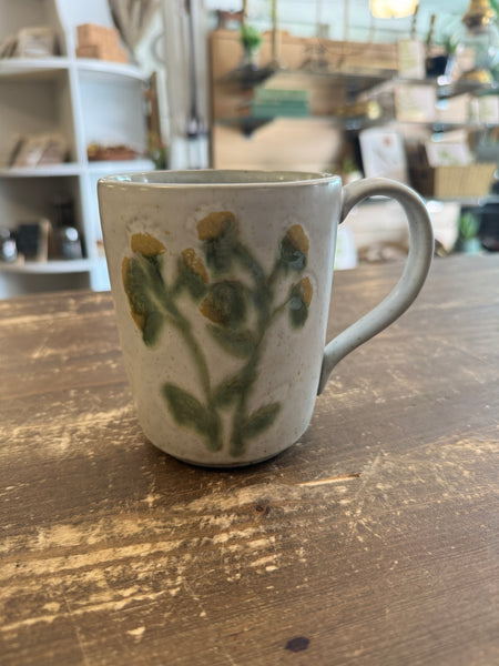 12 oz. Hand-Painted Stoneware Mug w/ Botanicals