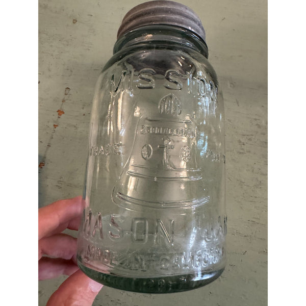 Mission Bell Mason Jar Clear Glass With Lid By W I Latchford Los Angeles Vintage