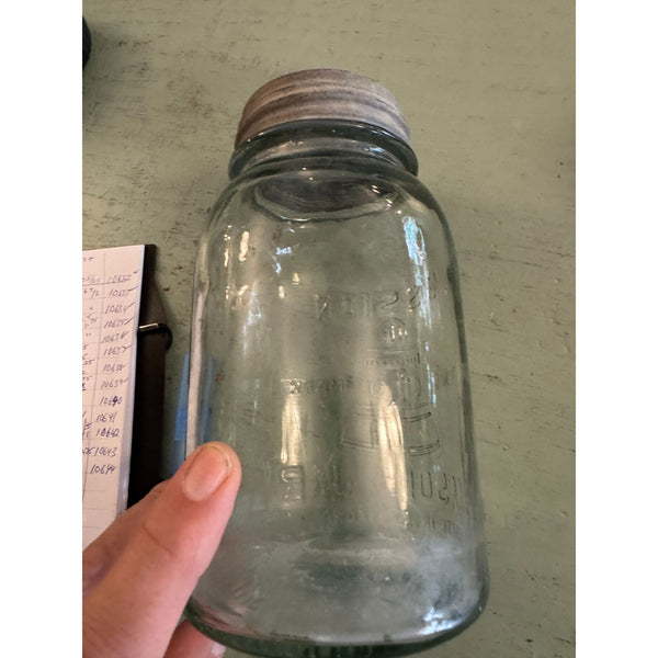Mission Bell Mason Jar Clear Glass With Lid By W I Latchford Los Angeles Vintage