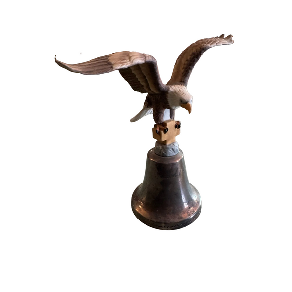 Gorham Club Limited Edition Silver Plate Club Bell w Ceramic Eagle Figurine