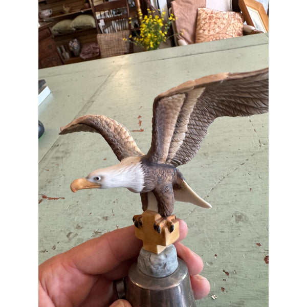 Gorham Club Limited Edition Silver Plate Club Bell w Ceramic Eagle Figurine