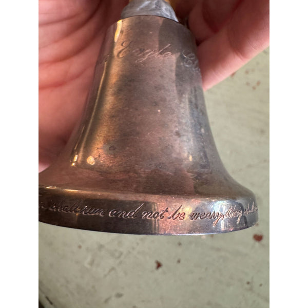 Gorham Club Limited Edition Silver Plate Club Bell w Ceramic Eagle Figurine
