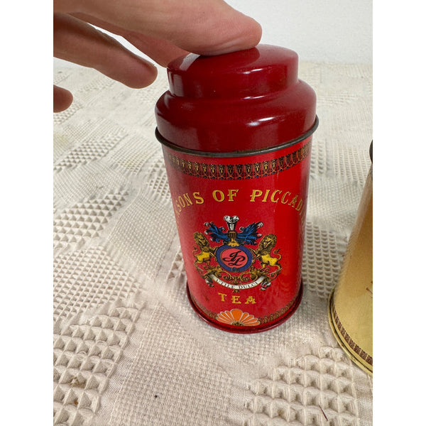 Jacksons Of Piccadilly Tea Tin Set Of 3 Metal Containers Red Yellow Black Tins
