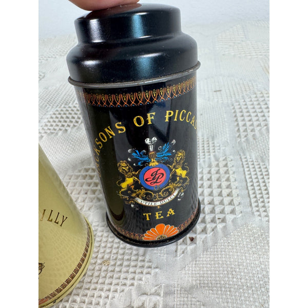Jacksons Of Piccadilly Tea Tin Set Of 3 Metal Containers Red Yellow Black Tins