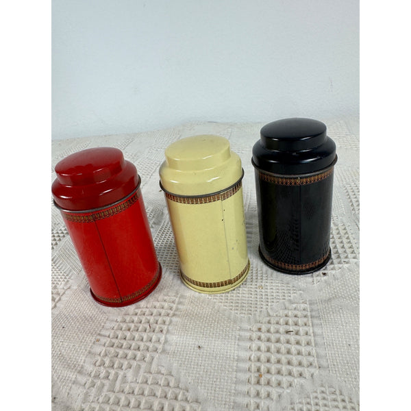 Jacksons Of Piccadilly Tea Tin Set Of 3 Metal Containers Red Yellow Black Tins