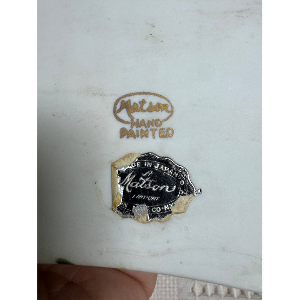 Vintage Matson Hand Painted Porcelain Trinket Box w Floral and Gold Design Japan