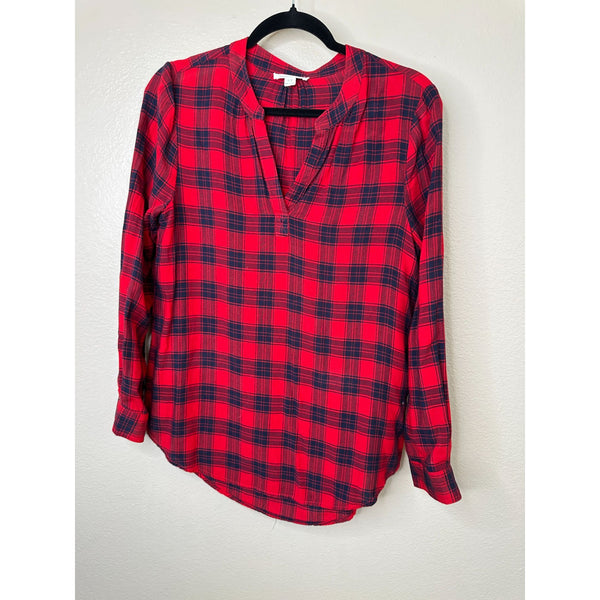 Beach Lunch Lounge Womens Plaid Blouse