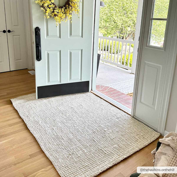 Ambel Cream Jute Rug in entryway