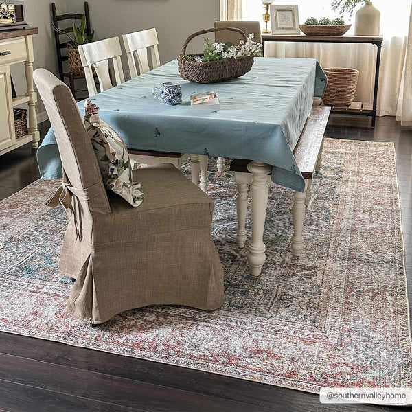 Avel Washable Area Rug in dining room