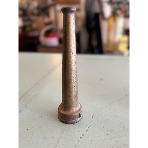 Vintage 10 Inch Coated Iron Brass Tone Fire Hose Nozzle Collectible Firefighting