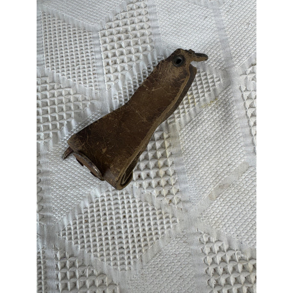 Antique Leather and Metal Corn Husker Shucker With Rustic Patina