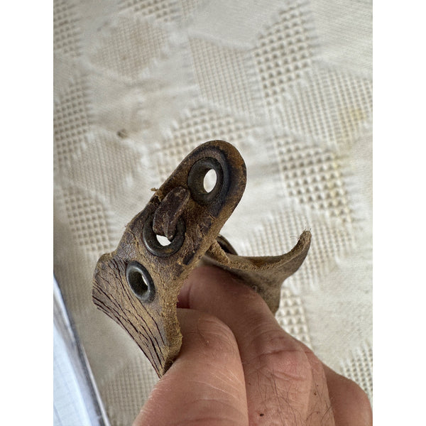 Antique Leather and Metal Corn Husker Shucker With Rustic Patina