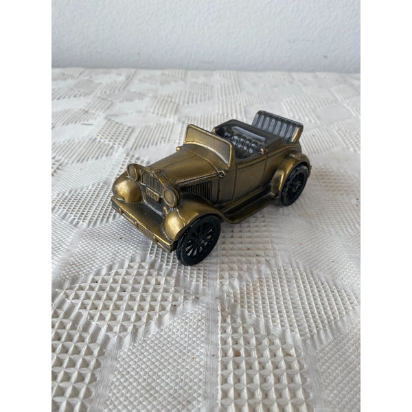 Vintage 1974 Banthrico Brass Tone Car Bank Model 1929 Convertible Collectible