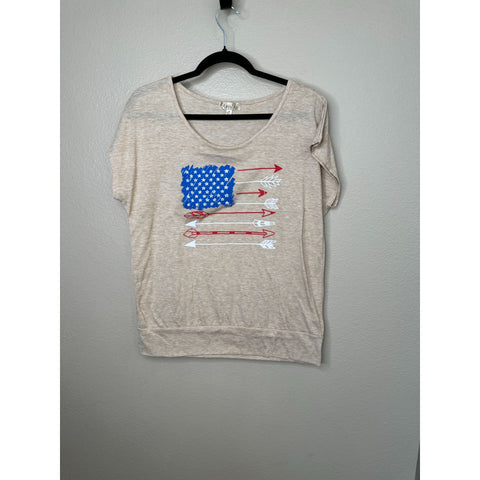 Lavish Womens Tan American Flag Shirt