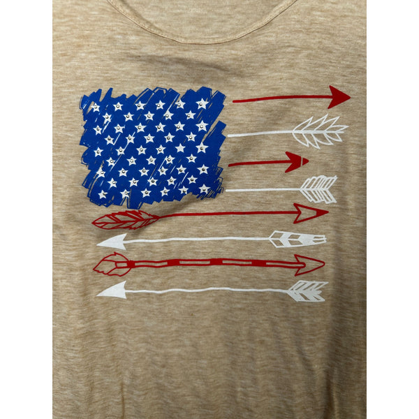 Lavish Womens Tan American Flag Shirt