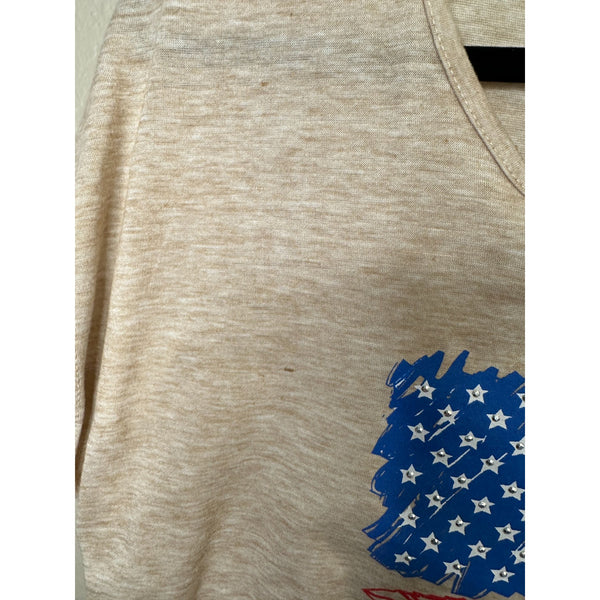 Lavish Womens Tan American Flag Shirt