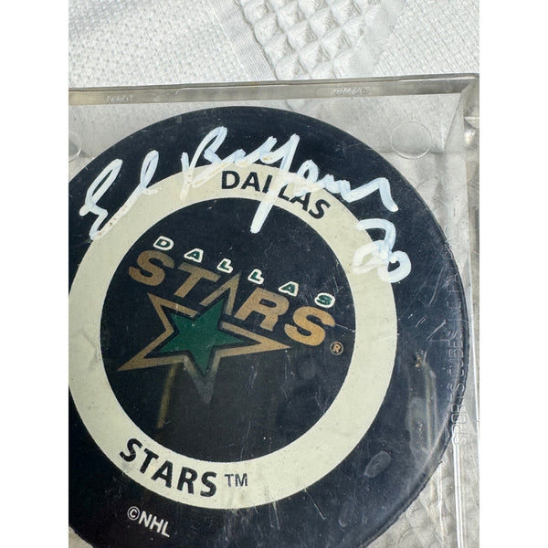 Dallas Stars NHL Official Game Puck Signed By Ed Belfour With Display Case