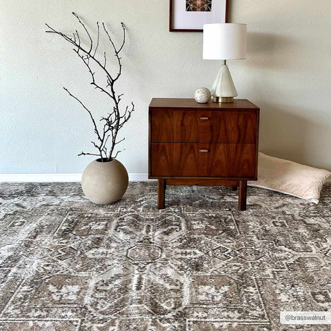 Hera Brown & Cream Washable Area Rug 