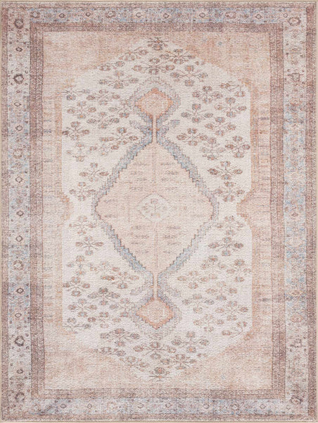 Analu Peach Washable Area Rug rectange