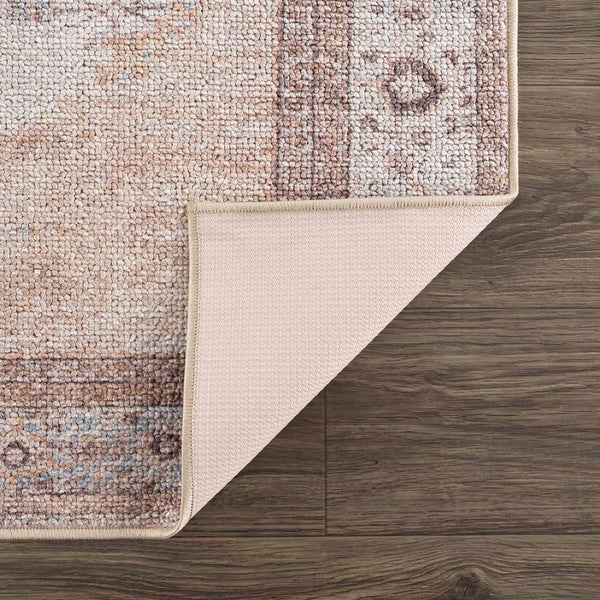 Analu Peach Washable Area Rug showing underside