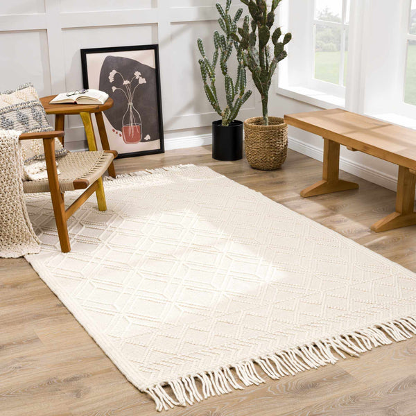 Ramsbury Beige Trellis Wool Rug natural 