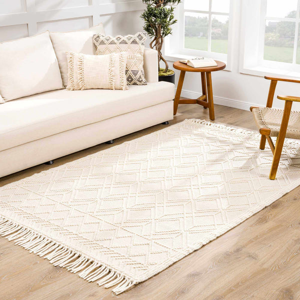 Ramsbury Beige Trellis Wool Rug neutral