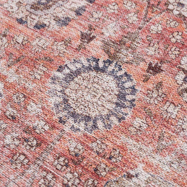 Ganyangan Red Washable Rug design closeup