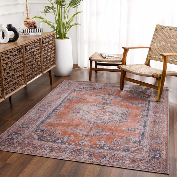 Taber Burnt Orange Washable Rug traditional