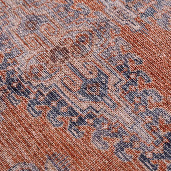 Taber Burnt Orange Washable Rug design detail