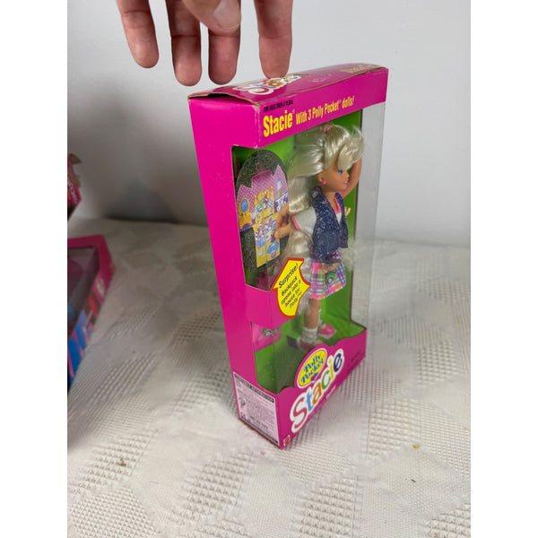 Stacie Doll 3 Mini Polly Pocket Dolls and Backpack 1994 Barbie Sister 12982 NIB