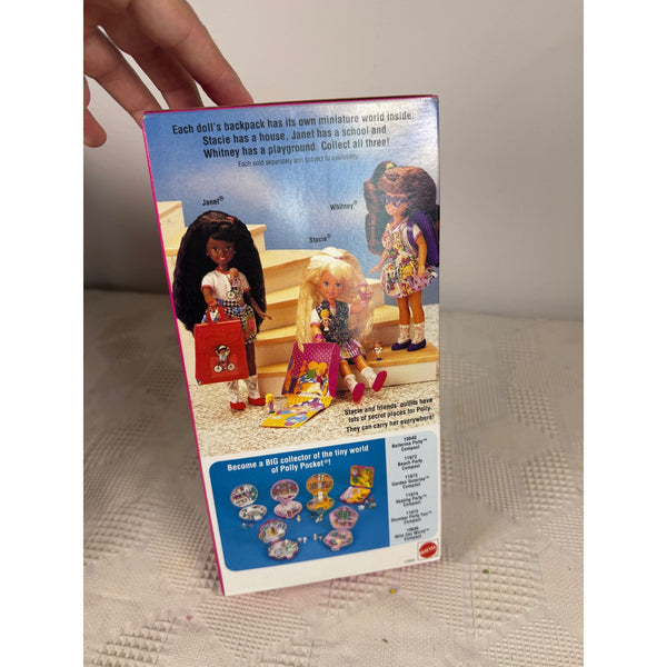 Stacie Doll 3 Mini Polly Pocket Dolls and Backpack 1994 Barbie Sister 12982 NIB