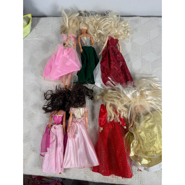 Lot of 7 Barbie Dolls Princess Elegant Gowns Collection Vintage 1990 to 2000
