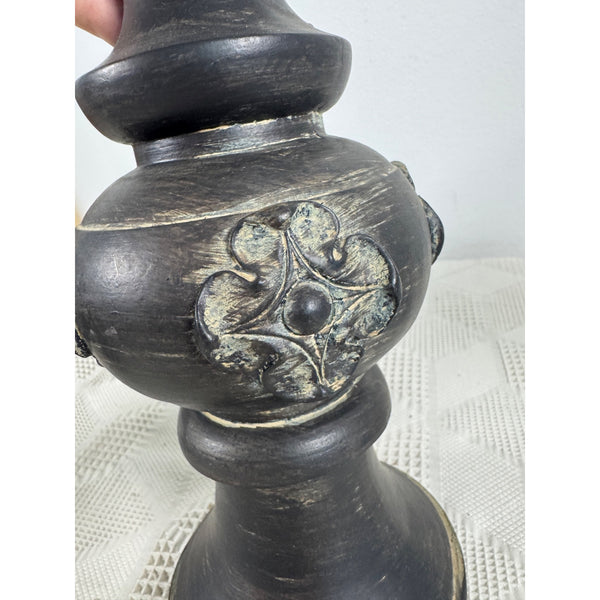 Decorative Resin Architectural Finial w Embossed Scroll Design Tabletop Shelf