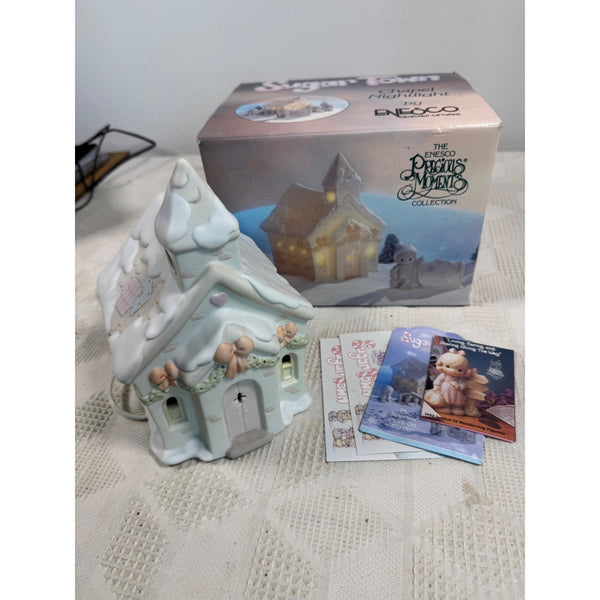 Enesco Precious Moments Sugar Town Lighted Chapel Figurine With Box Vintage 1992