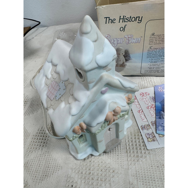 Enesco Precious Moments Sugar Town Lighted Chapel Figurine With Box Vintage 1992