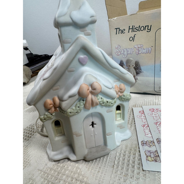 Enesco Precious Moments Sugar Town Lighted Chapel Figurine With Box Vintage 1992