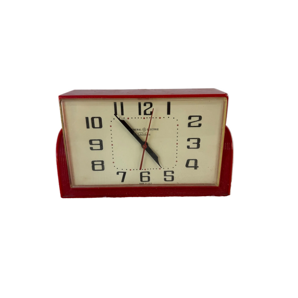 Vintage General Electric Telechron Model 2H47 Red Electric Alarm Clock 