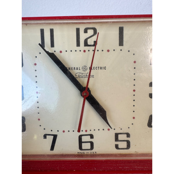 Vintage General Electric Telechron Model 2H47 Red Electric Alarm Clock